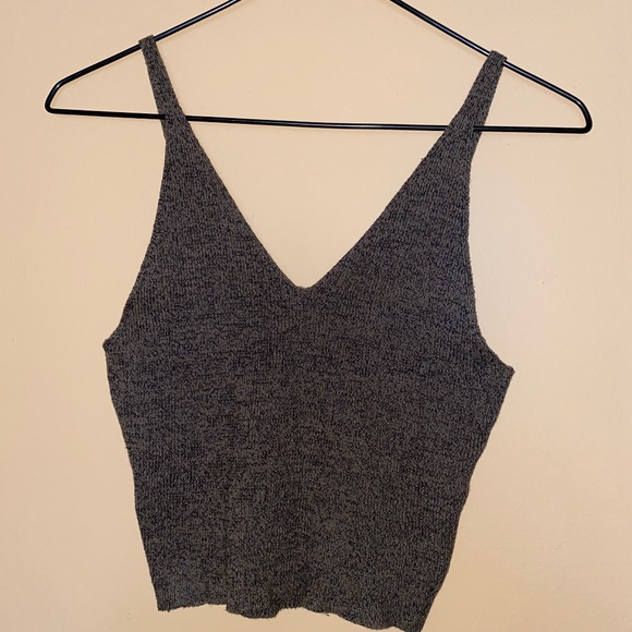 Olive Green Knit Crop Top - Picture 1 of 3